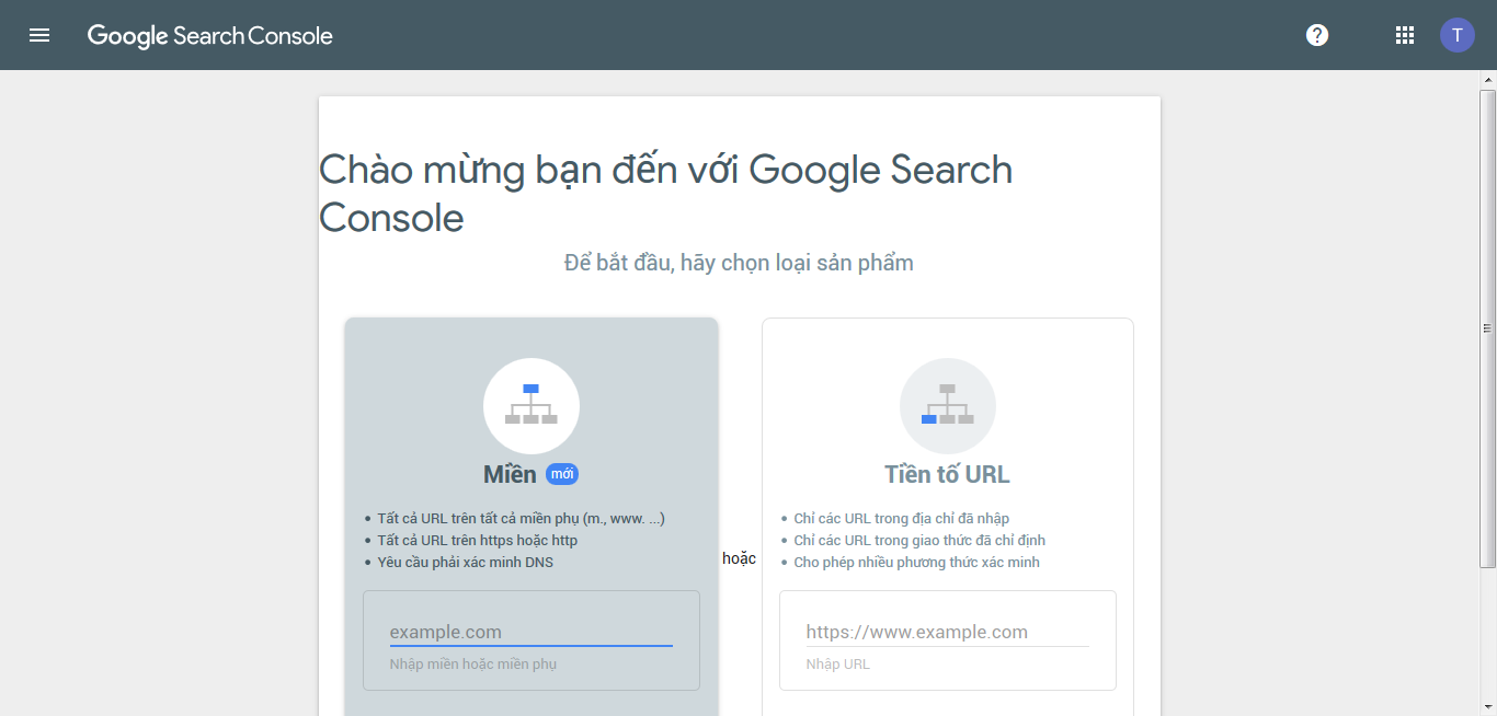 Đăng nhập vào Google Search Console